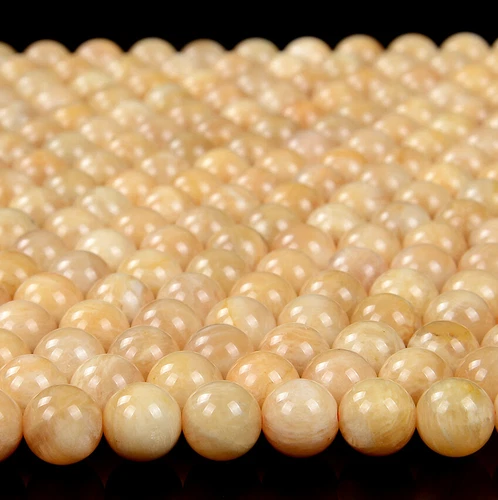 Natural Yellow Feldspar Sunstone Grd AA Round 6MM 7MM 8MM 9MM 10MM Beads (D315) - Picture 2 of 3