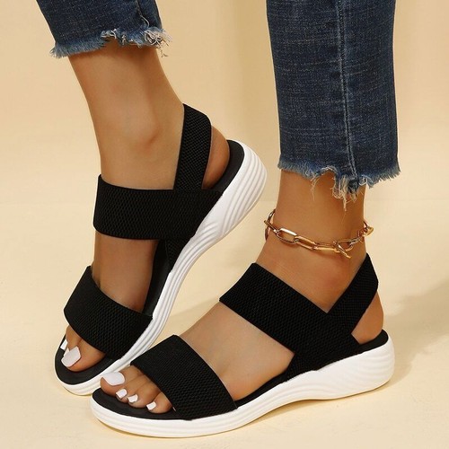 Women's Wedge-shaped Platform High Heel Sandals,Beach Outdoor Elastic Band Shoes - 第 20/31 張圖片