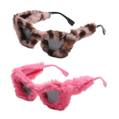 Women Winter Sunglasses Creative Trendy Shades Fashion Plush Fuzzy Sunglasses