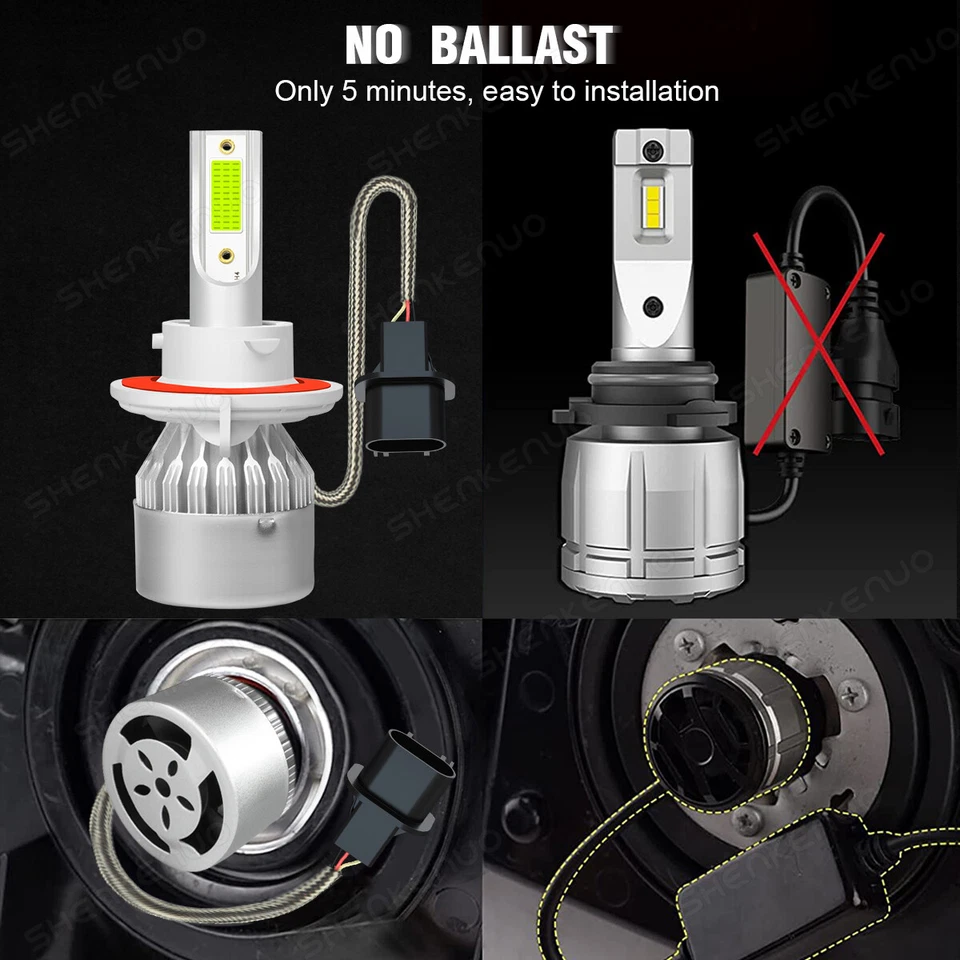 Bombilla de faro LED azul hielo H13 9008 haz alto/bajo C6 para Chevy HHR 2006-2011 2X Foto 3 de 4