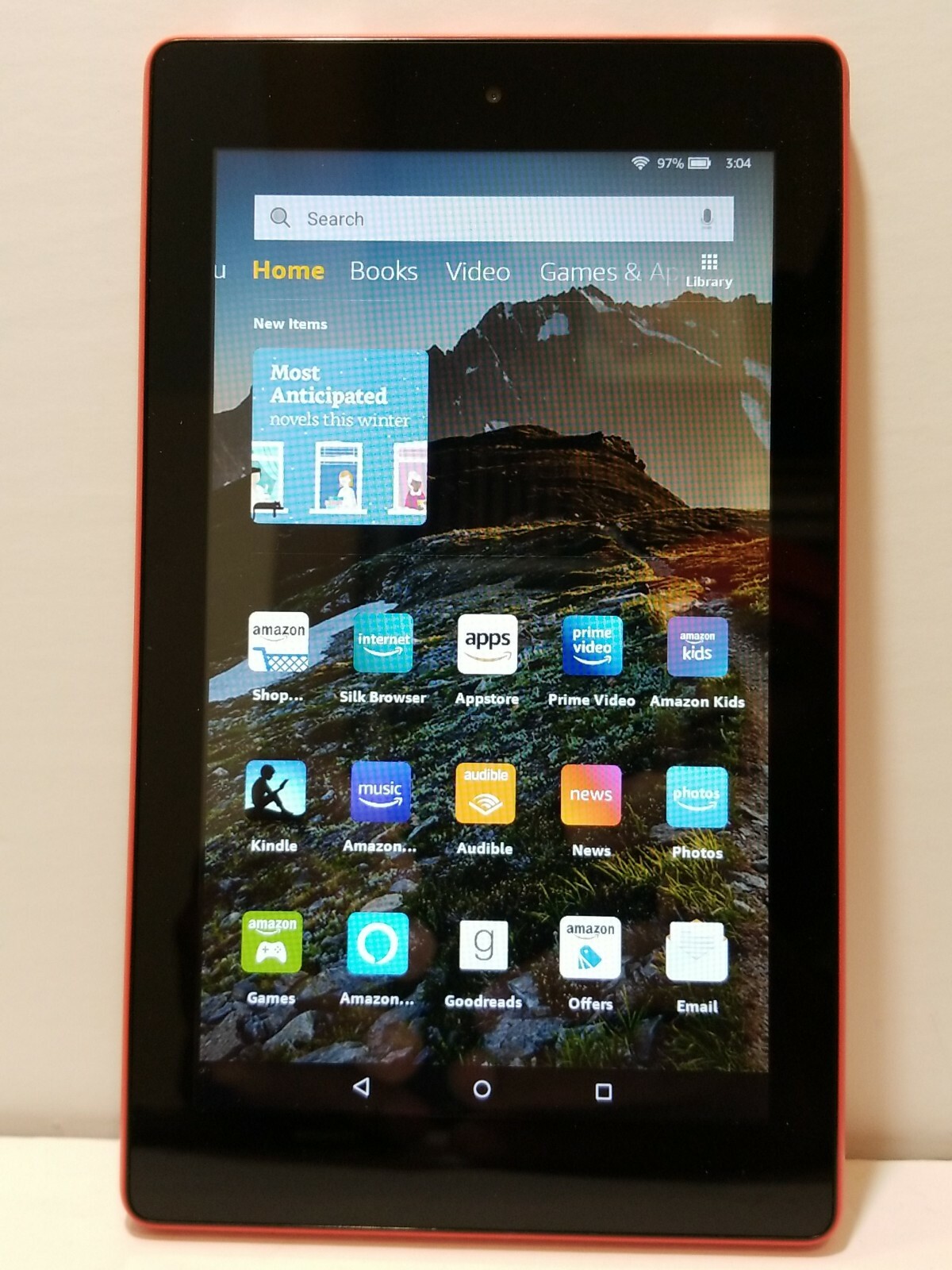 Amazon Fire 7" 8GB Tablet Model SR043KL Tested Orange w American Flag