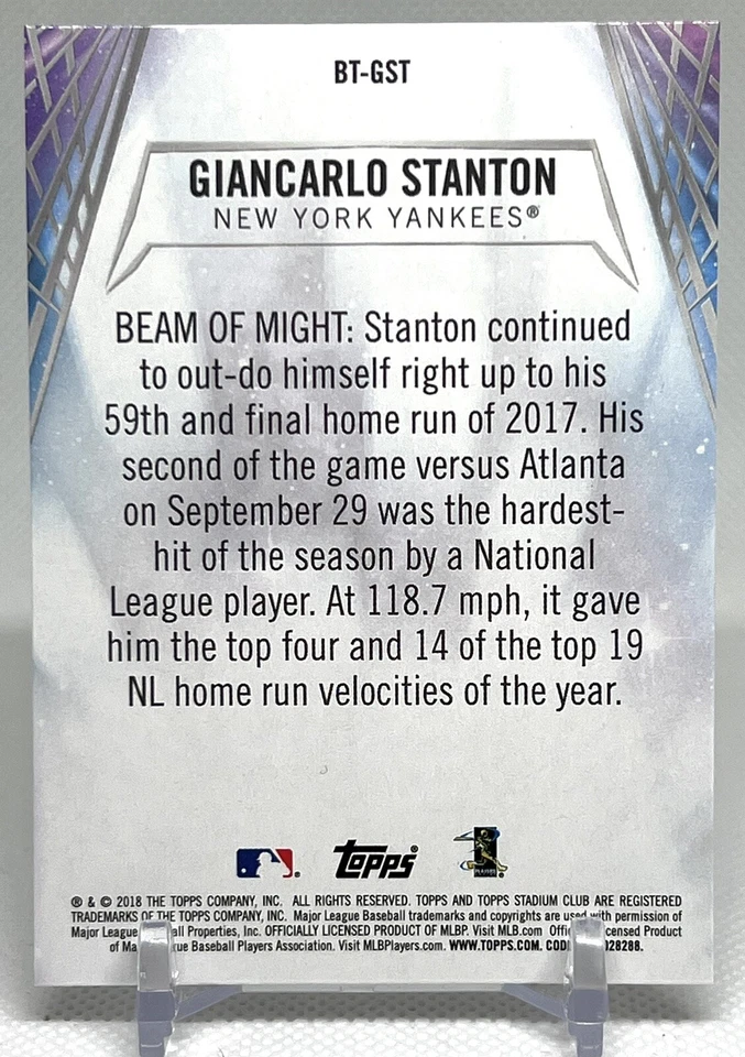 2018 Stadium Club Beam Team #BT-GST Gaincarlo Stanton - Image 2 of 2