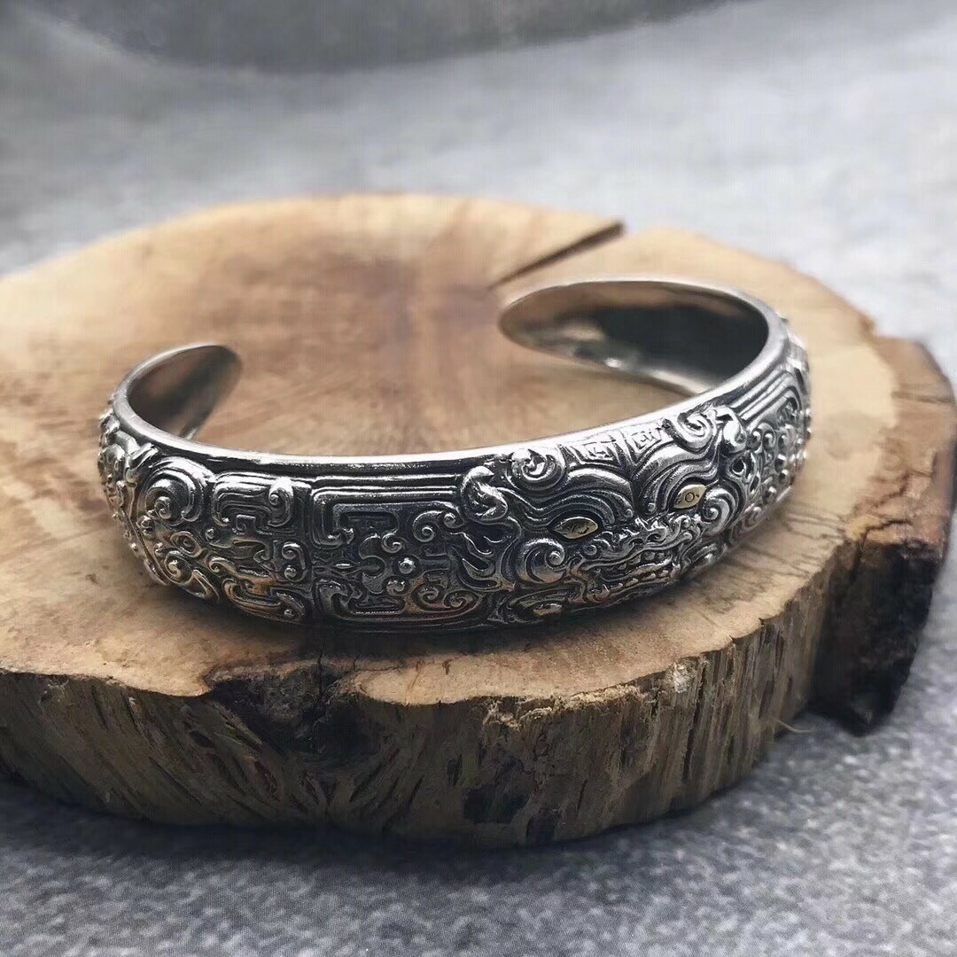 A25 Armspange Taotie Dämon Schutzsymbol Mythologie Sterling Silber 925