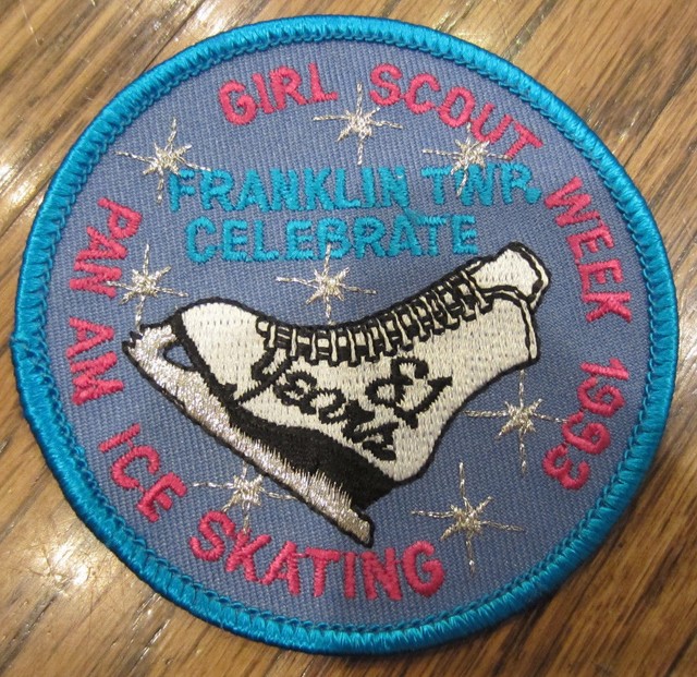 Girl Scouts Vintage Uniform Patch 1993 Pan Am Ice Skating Franklin Twr