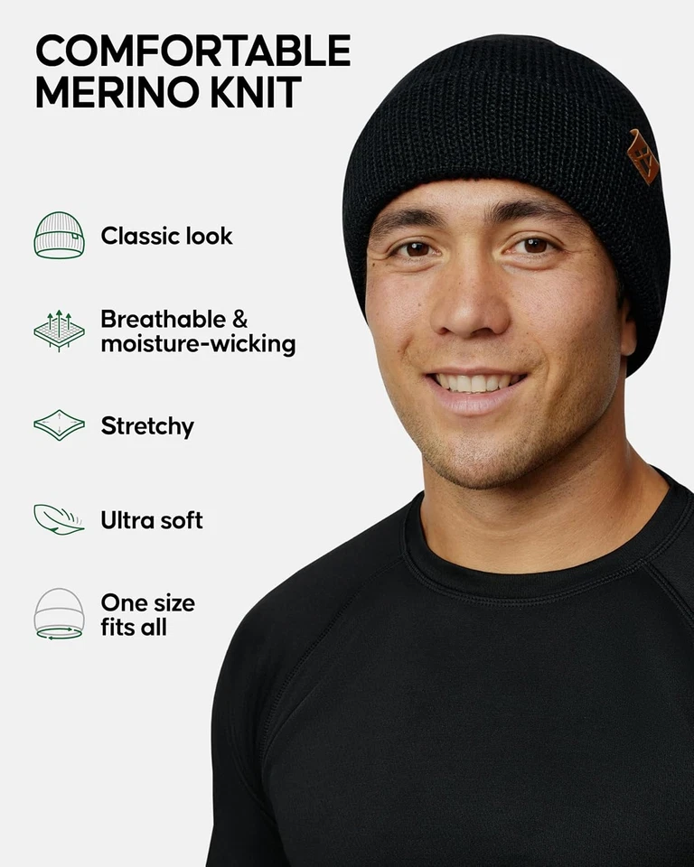 Danish Merino Wool Beanie Hat, Thermal Winter Hats, Warm Knit Wooly - Unisex - Image 2 of 4