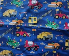 VINTAGE 1997 FABRIC TRADITIONS FABRIC HEAVY EQUIPMENT DUMP TRUCK TRACTOR 72"x44"