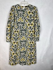 Zara Long Sleeves Floral Midi Dress Yellow and Green Women’s Size L
