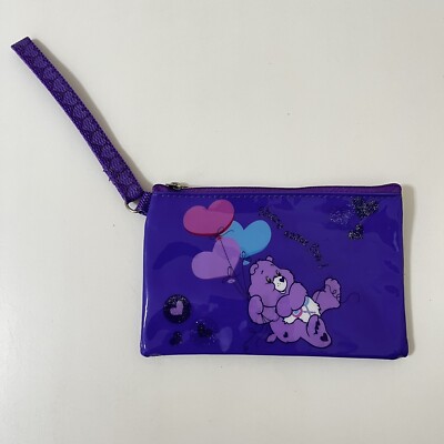 VTG Care Bears Starpoint 2004 Purple Share Bear Wristlet Wallet Coin Purse Pouch