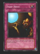 YuGiOh! Trap Hole LOB-058 Super Rare Unlimited Holographic Card