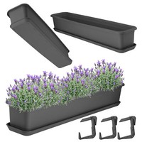 Kadax Blumenkasten Mit Untersetzer Und Griffen, 80 Cm, Anthrazit