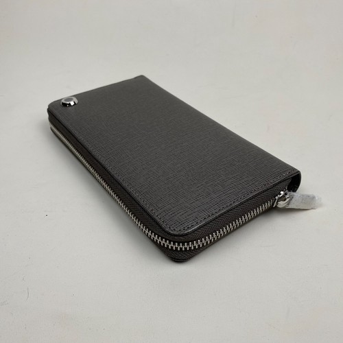Nuovo portafoglio Hugo Boss grigio zip pelle italiana blocco note grigio goffrato - Foto 3 di 8