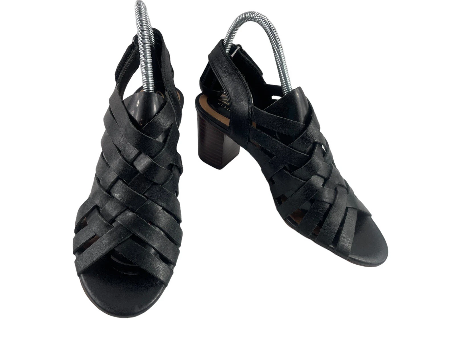 Scarpe donna Clarks Artisan Ralene nere 8M pelle slingback tacco a blocco sandali