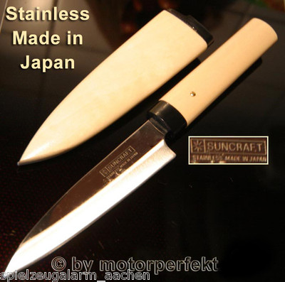 SUNCRAFT japanisches Obst Gemüse Fisch Camping Messer mit Holzschiede 100/195mm