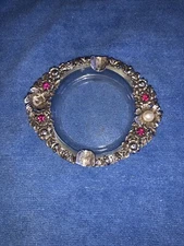 vintage metal with small jewelry Ash Tray 41/2” 