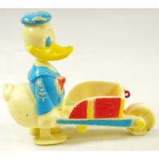 Vintage Marx Donald Duck Ramp Walker, w/ Wheelbarrow Walt Disney c1960 VIDEO
