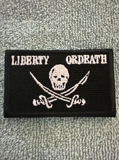 LIBERTY OR DEATH 2x3 Embroidered Morale Patch Hook Backing Brand New