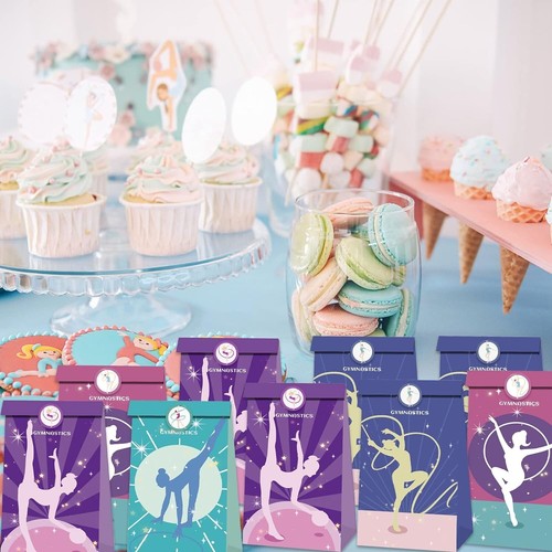 12 Pack Gymnastics Party Candy Favor Bags with Stickers, Recyclable Gymnastics - Picture 7 of 7