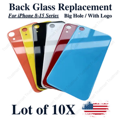 Back Glass Big Cam Hole Replacement For iPhone 8 XR XS 11 12 13 14 Pro Lot 10Pcs