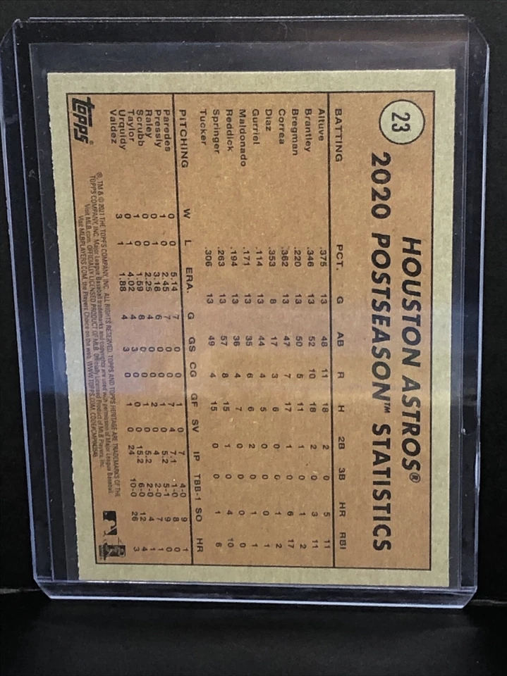 2021 Topps Heritage 2020 AL POSTSEASON #23 CORREA HITS GAME 5 WALK OFF - Image 2 of 2