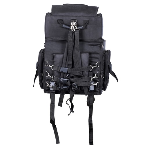 MOTORCYCLE LARGE TEXTILE Back SEAT TOURING STORAGE SISSY BAR BAG Back Pack Strap - Picture 4 of 7