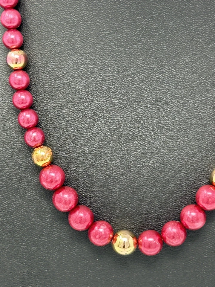 Vintage Park Lane With Metallic Fushia And Gold beads Choker - Image 2 of 4