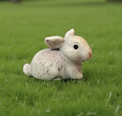 MINIATUR GRAU HASE FIGUR NIEDLICH TIER ORNAMENT WOHNDEKO PUPPENHAUS BAUERNHOF