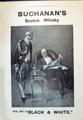 Alter Druck 1910 Buchanan'S Black White Scotch Whisky Mann liest Zeitung 20.
