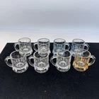 Lot Of 8 Vtg Federal Glass Mini Beer Mug Shot Glasses Clear Blue Amber Marked