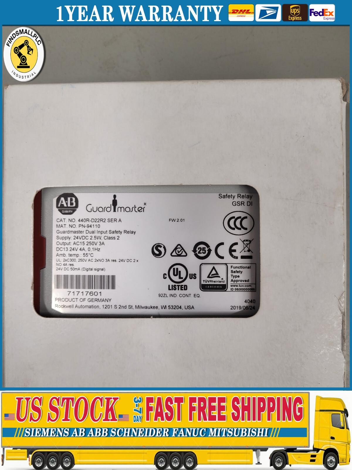 440R-D22R2 New Factory Sealed Ser A Guardmaster Dual Input DI Safety Relay AB