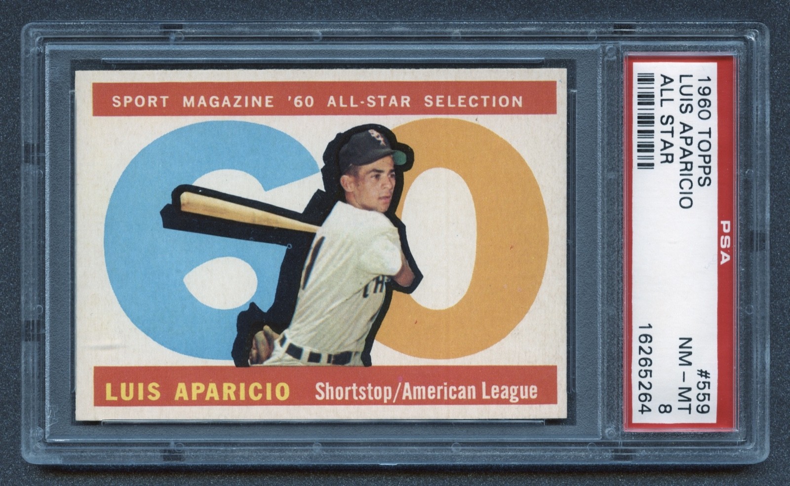 1960 LUIS APARICIO PSA 8 NM-MT TOPPS ALL-STAR HOF CHICAGO WHITE SOX (#559) RZC