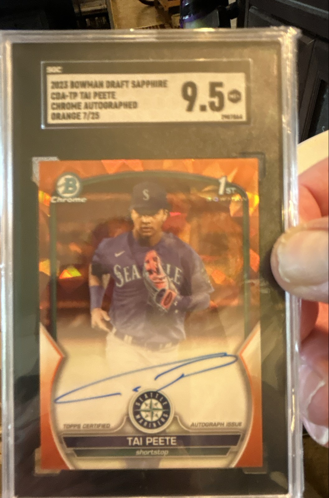 2023 Bowman Chrome Draft Sapphire Prospect Auto Tai Peete #CDA-TP Orange /25