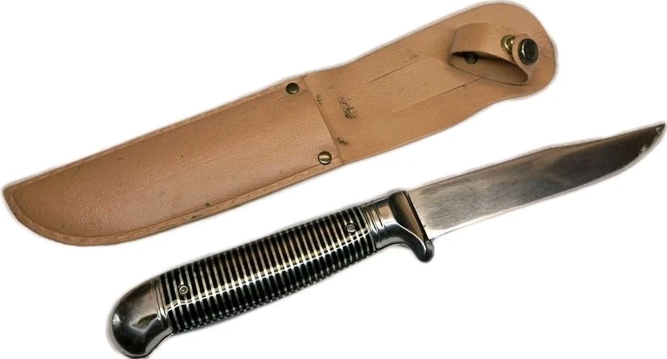 De colección Imperial Knife Co "Cuchillo de caza para niños" 1948-55☆ Providence RI EE. UU. con funda Foto 2 de 4