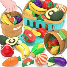29 pcs Pretend Food Set for Kid Kitchen, Preschool Learning Toy, Cutting Food