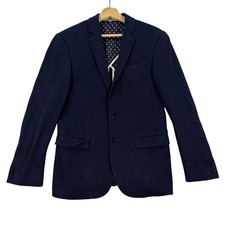 Express Mens 36S Short Slim Fit Photographer Navy Cotton Fitted Blazer Jacket