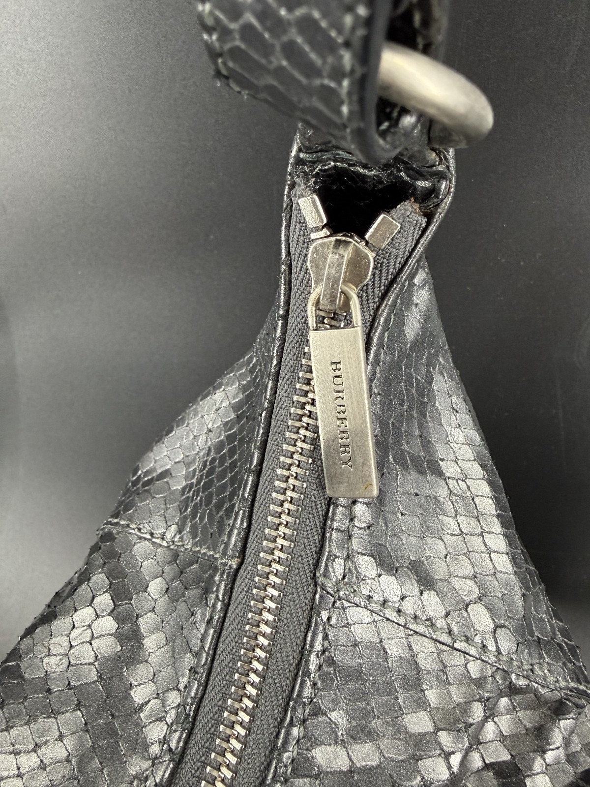 Authentic Burberry Gray Python Leather Hobo Tote … - image 12