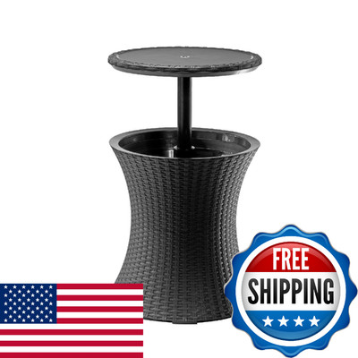 Keter Pacific Cool Bar Outdoor Patio Furniture and Hot Tub Side Table with 7.5 G