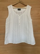 OSKA 100% Linen Sleeveless Blouse/Vest Top White Size IV UK 18