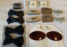 Vintage Jewelry Shoe Clip Lot 8 Pair Black Ornate Metal Rhinestone Glam Accent
