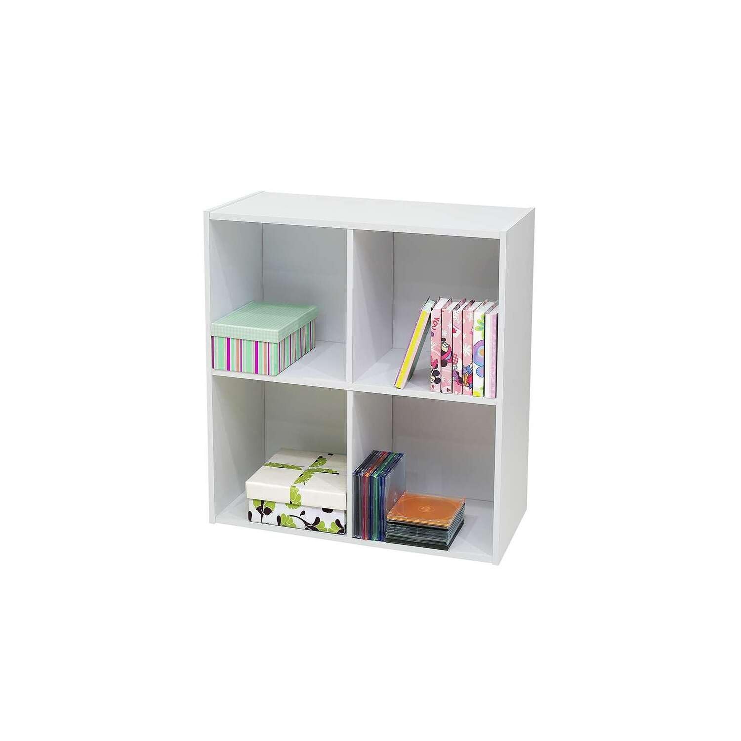 Kings Brand Furniture White Wood 4 Cube Organizer Storage Bo