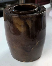Vintage Antique Wax Seal Canning Crock Jar 6" Primitive Salt Glaze Stoneware 