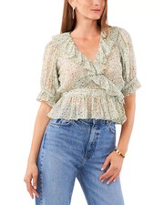 1.STATE Women's Top Sz XS Ruffle Faux Wrap Crop