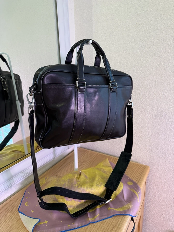 Vintage Coach 2-way Black Leather Business Bag Style Number F70021. Excellent - Image 2 of 4