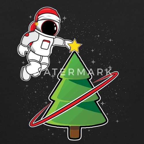 Astronaut Decorating Christmas Tree Space Design Kids' Hoodie - Picture 2 of 10