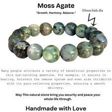 Muschio Agate 10mm 7.5” Cristallo Elasticizzato Braccialetti
