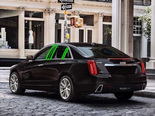  Pillar Post Window Trim Compatible with Cadillac CTS 2014-2019 Gloss (Black)