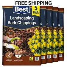 500L Garden Bark Chippings 5 x 100L Bulk Bag Mulch Weed Control Beds Borders