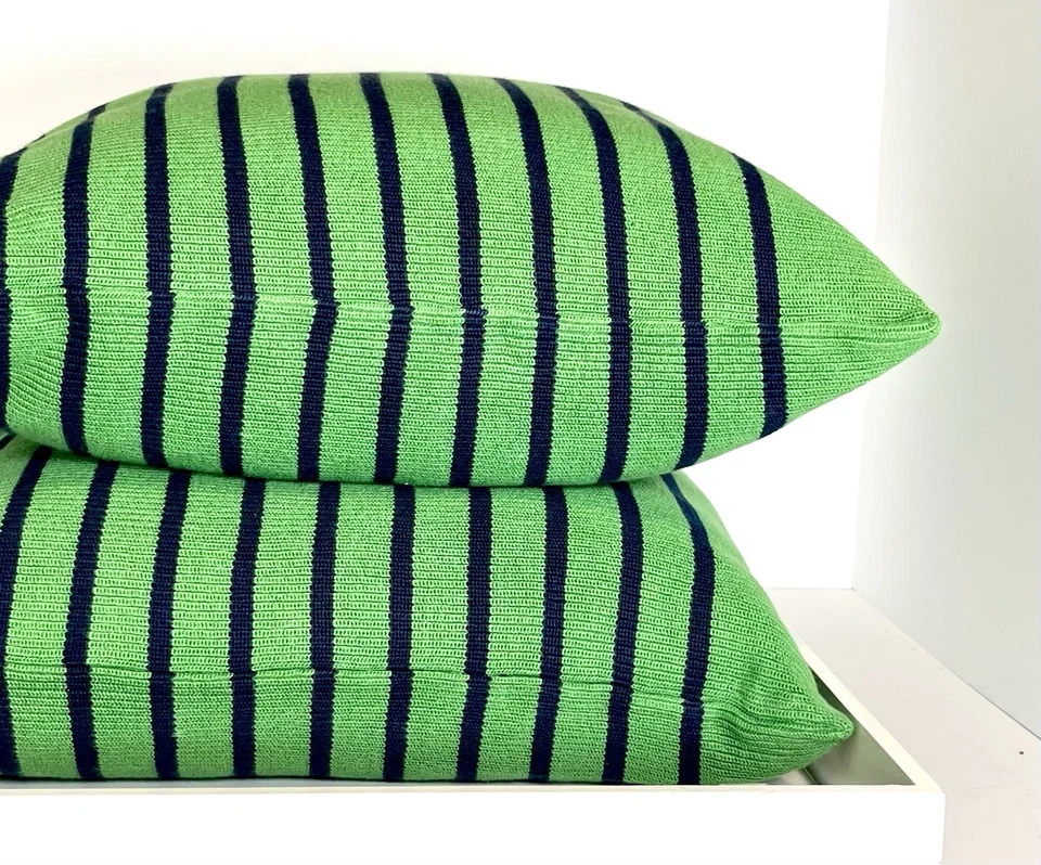 Ralph Lauren  Toulon Stripe Knit Pillows With Down/feather Insert Reg $215 20x20 - Image 3 of 4