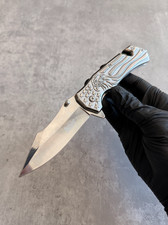 8.00" Spring Assisted Folding Pocket Knife, Eagle Graphic Chrome Metal Handle