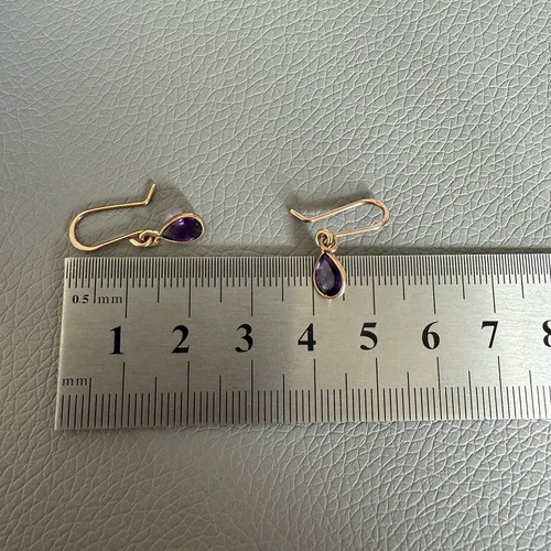 9ct Rose Gold Amethyst Earrings - Picture 7 of 8