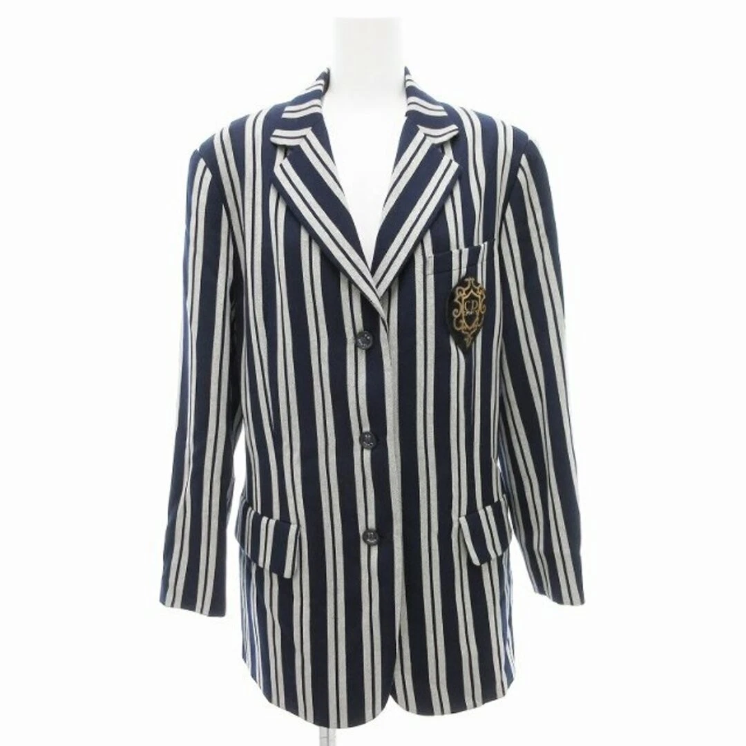 Giacca blazer sartoriale Dior Christian etichettata vintage a righe emblema patch L usata